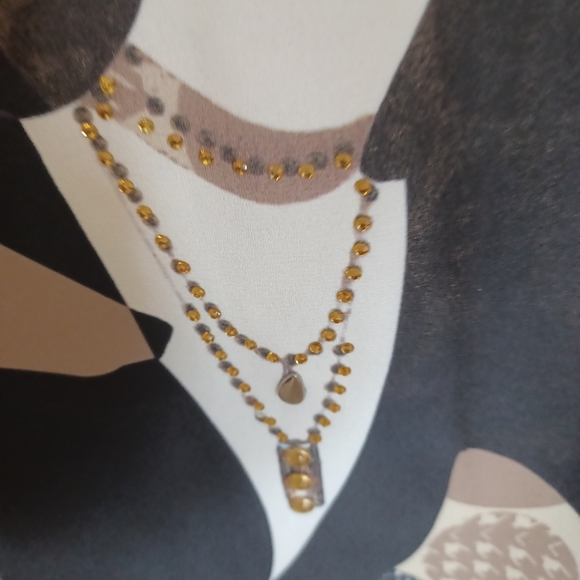 Bali Corp. Womens Size XL Art Deco Lady Silhouette with gold beaded jewelry - Picture 8 of 8